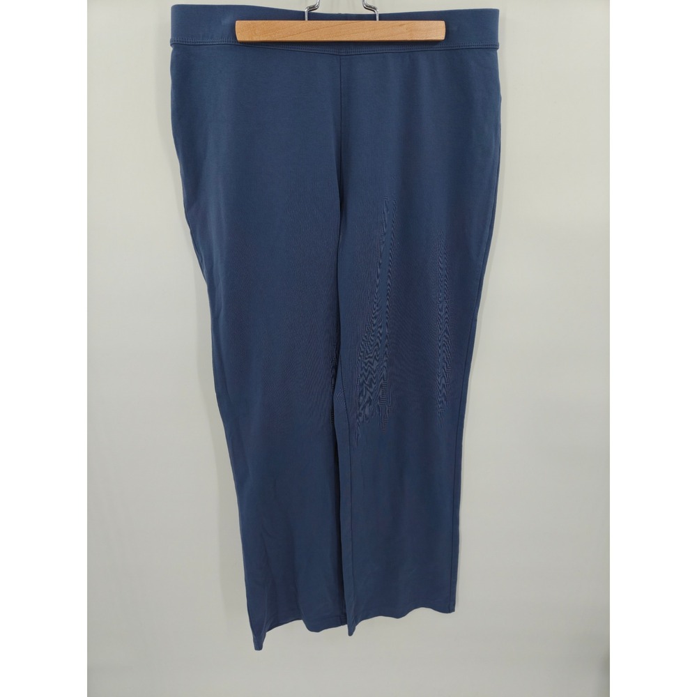 LL Bean Womens Blue Cotton Lycra Knit Straight Leg Pull On Pants M REG 252075